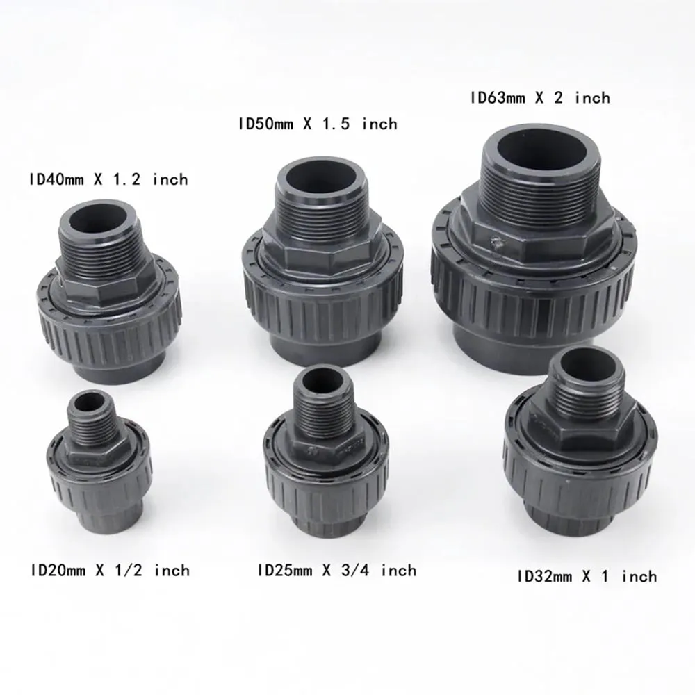 1 Pcs UPVC Union Pipe Fittings/Union Water Pipe Connector Coupling with Male Thread/Accessories for Garden Plant Irrigation/Plastic Tube Adapter