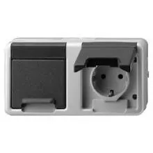 GIRA, AP-WG, 078130, Doppelsteckdose, AP, grau