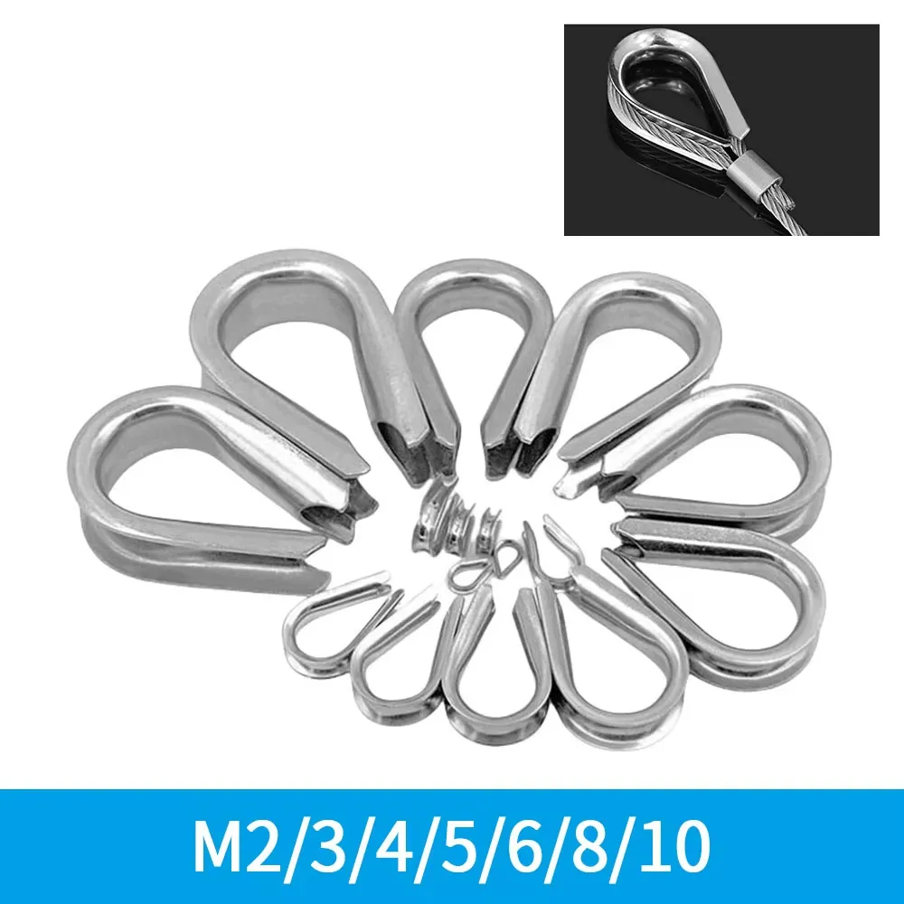 10 Pcs 304 Stainless Steel Thimble Ring Clamps – Wire Rope Protectors for 2-10mm Diameter Cables