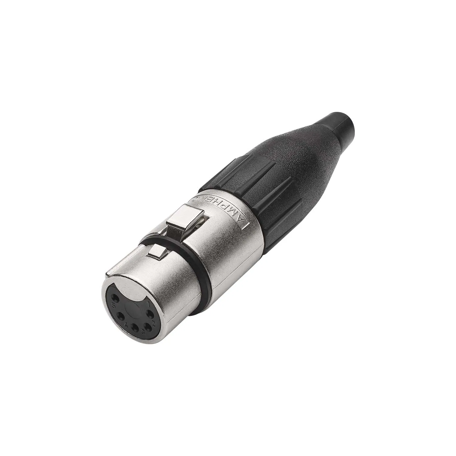 Amphenol XLR, 5-pol , Metall-Kabelbuchse, versilberte(r) Kontakt(e), gerade, grau