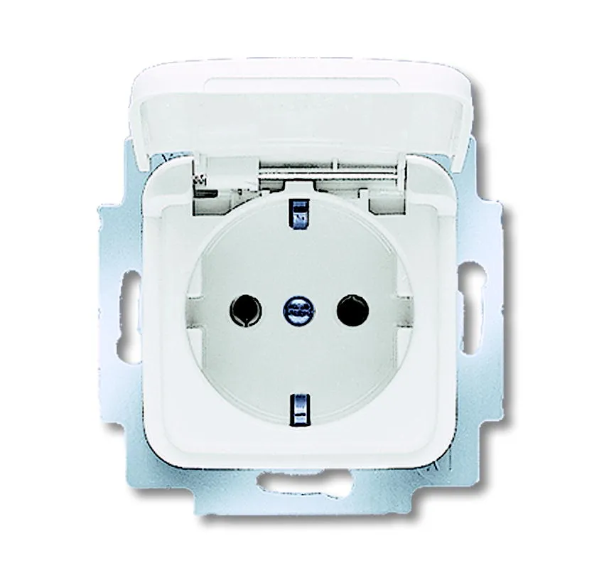 Busch Jaeger, Reflex SI, 20 EUK-214, Steckdosen-Einsatz mit Klappdeckel, alpinweiss