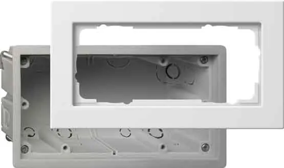 GIRA E22, 2886201, E22, Einbauset mit 2-fach Rahmen ohne Mittelsteg, reinweiss