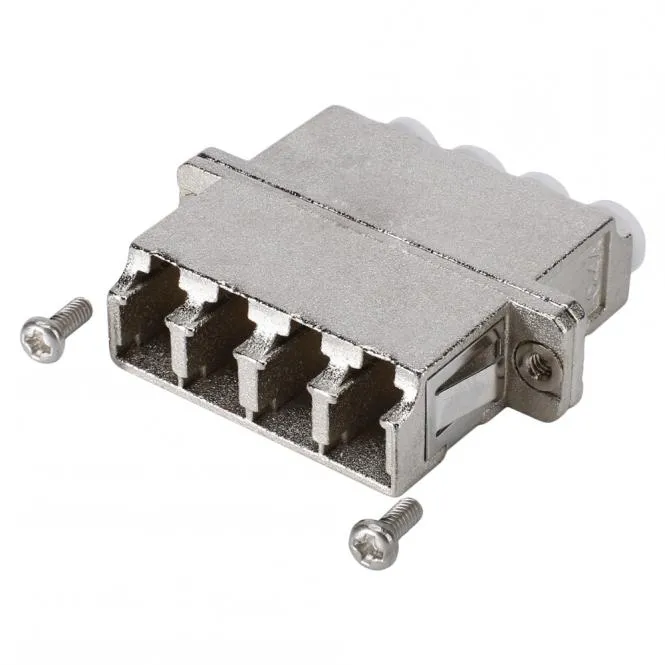 4 x LC, Metall-, Patch-Einbaubuchse, gerade, nickelfarben, für SYSBOXX-Frontblech SYFB21-GF