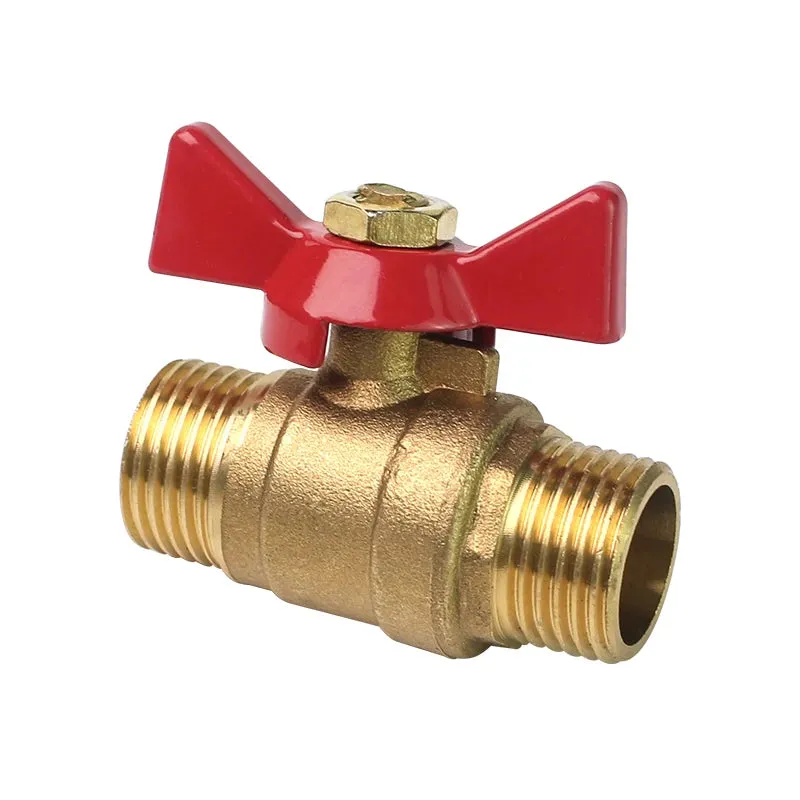 1/4" 3/8" 1/2" 3/4" Ball Valve, Water Stopcock/2-way brass shut-off ball valve with a butterfly handle, featuring female-to-female threads/For Fuel Gas Water Oil Air High Pressure Ball Valve