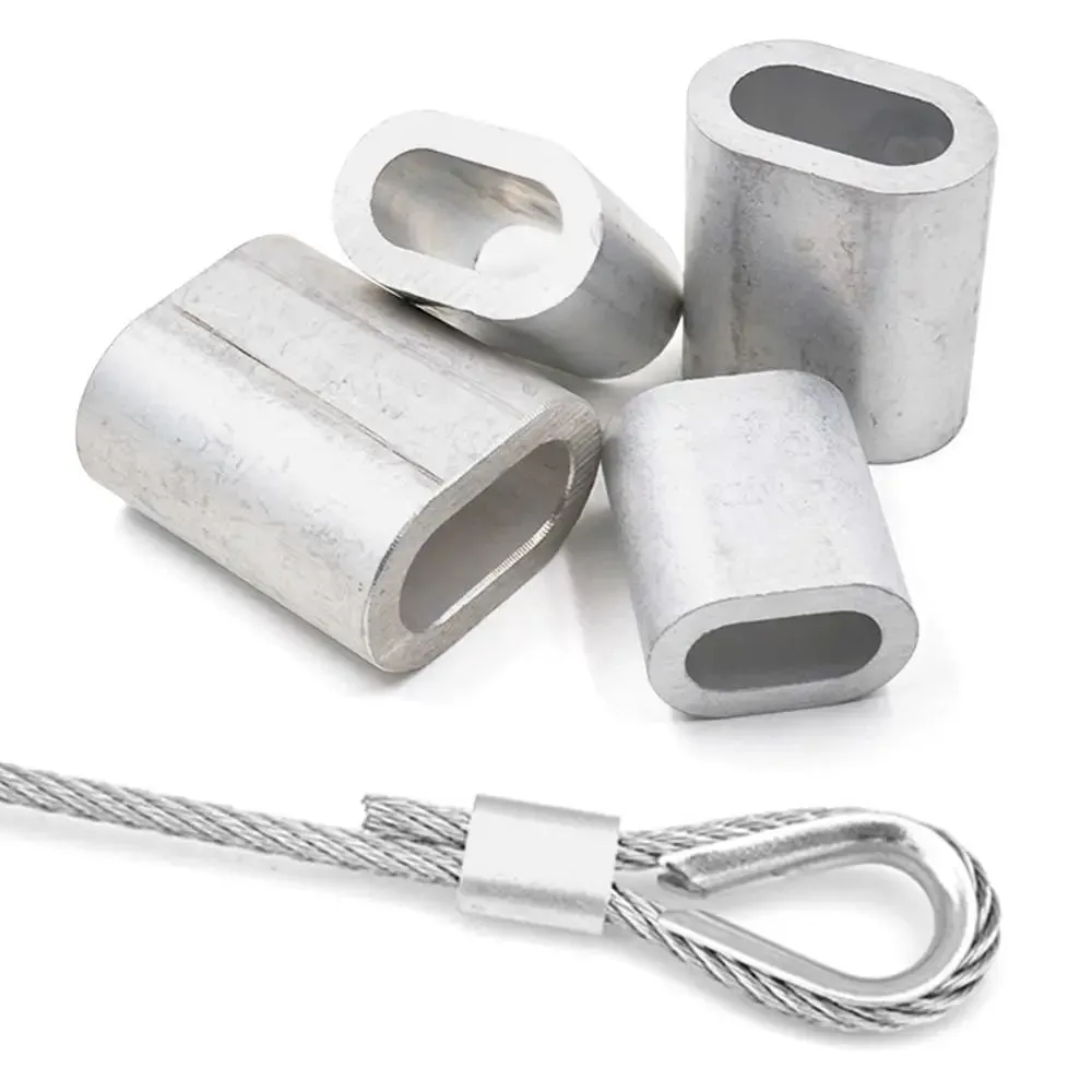 1-50 Pcs Aluminum Oval Wire Rope Crimp Sleeves – M1 to M12 Cable Fixing Ferrules Hardware Accessories