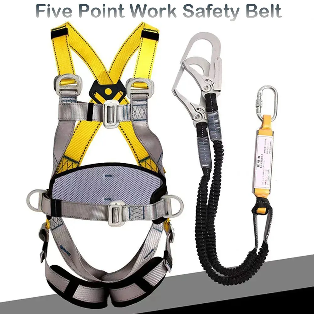 Work Safety Belt Full Body Five Point Harness Safety Rope for Outdoor Climbing Training Construction Protection Equipment