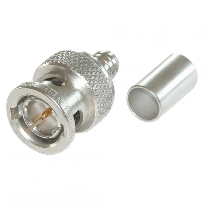 DAMAR & HAGEN BNC Crimp-Kabelstecker 0.75/3.4, gerade, nickelfarben