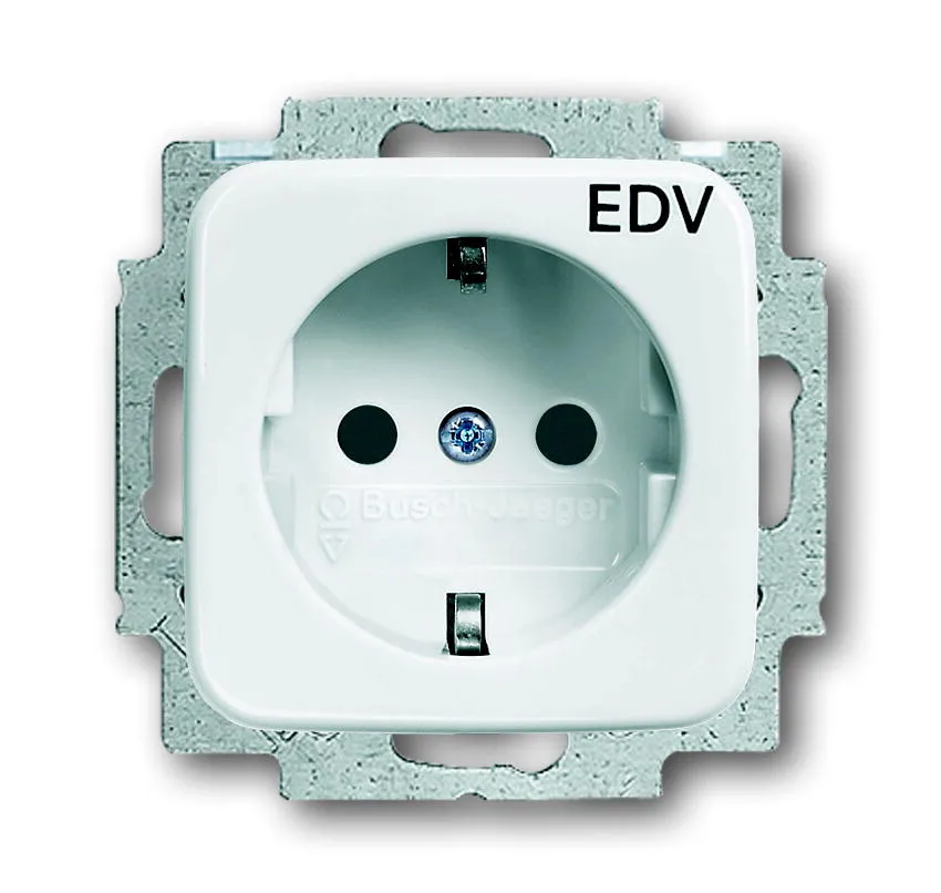 Busch Jaeger, Reflex SI, 20 EUC/DV-214, Steckdose MIT AUFDRUCK EDV alpinweiss