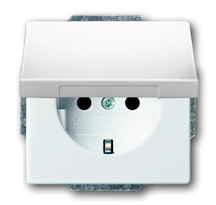 Busch Jaeger, future linear, 20 EUK-84, Steckdoseneinsatz 1-fach, mit Klappdeckel, studioweiss