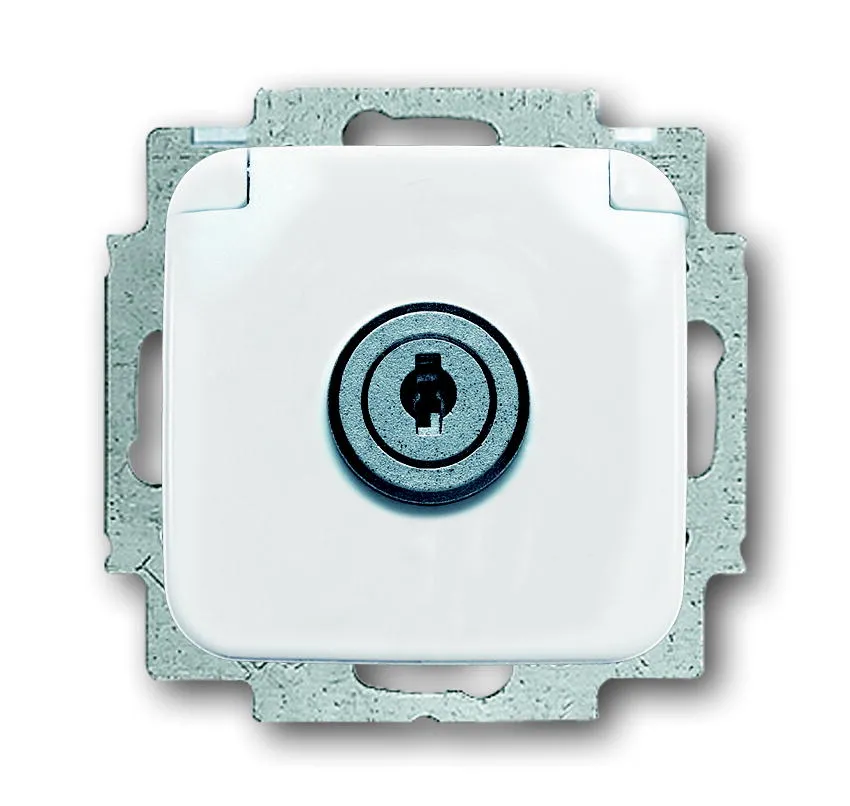 Busch Jäger, Reflex SI, 20 EUKSL-214, Steckdosen-Einsatz mit Klappdeckel und Schloss, alpinweiss