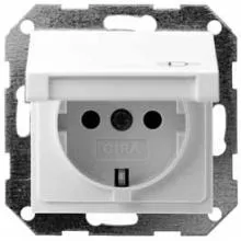 GIRA 045427, Steckdoseneinsatz mit Klappdeckel, reinweiss/ seidenmatt