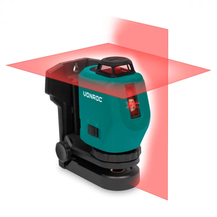 360°-Akku-Kreuzlinienlaser 4V Rot | Selbstnivellierend - 20 Meter Reichweite