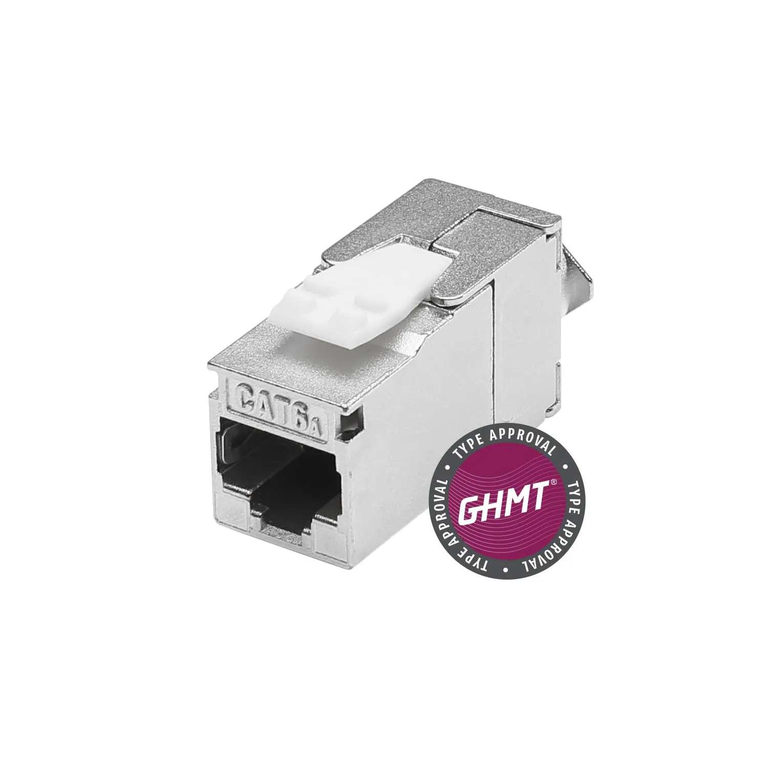 RJ45 CAT.6a, Schneid-Klemmtechnik-Einbaubuchse, Keystone Clip-In, silbergrau