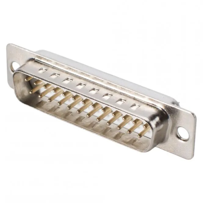 SUB-D (8-Kanal), 25-pol , Metall-, Löttechnik-Einbaustecker, gerade, silbergrau