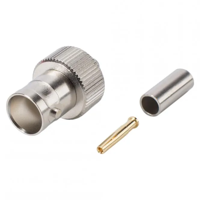 Telegärtner BNC Crimp-Kabelbuchse 0.4/2.5, gerade, nickelfarben