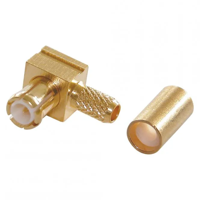 Telegärtner MCX Crimp-Kabelstecker 0.45/1.5, PTFE-isoliert, abgewinkelt, gold