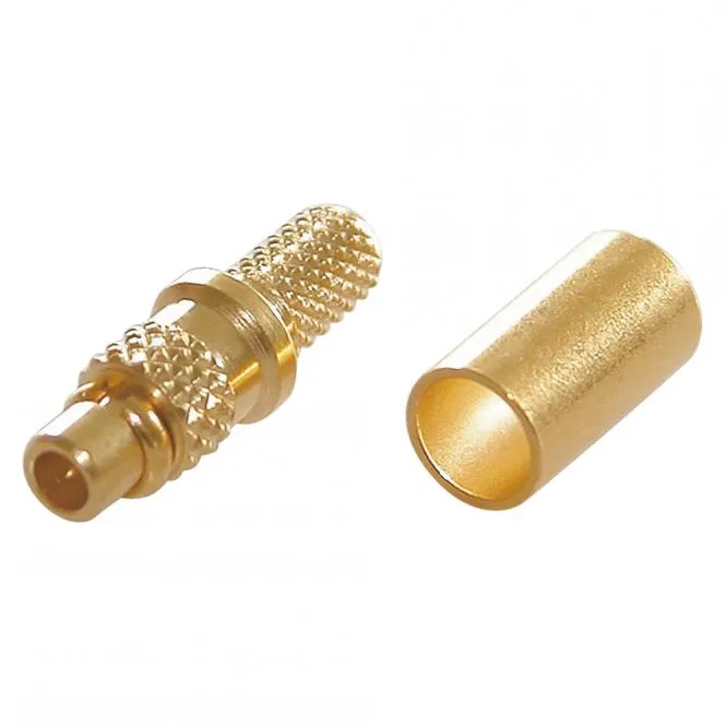 Telegärtner MMCX Crimp-Kabelstecker 0.45/1.5, PTFE-isoliert, gerade, gold