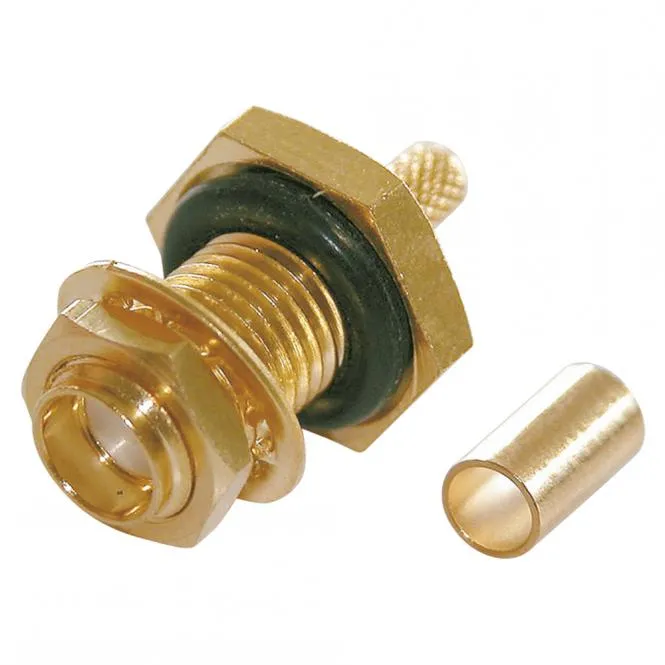 Telegärtner SMA Crimp-Kabelbuchse 0.45/1.5, PTFE-isoliert, Reverse, gerade, gold