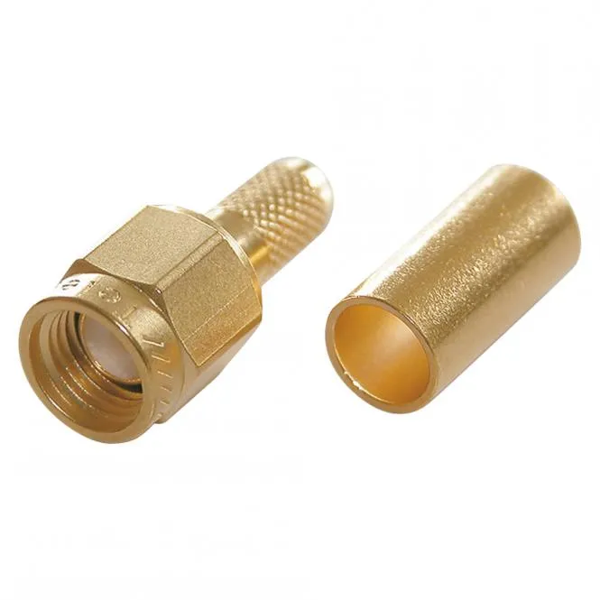 Telegärtner SMA Crimp-Kabelstecker 0.45/1.5, PTFE-isoliert, Reverse, gerade, gold