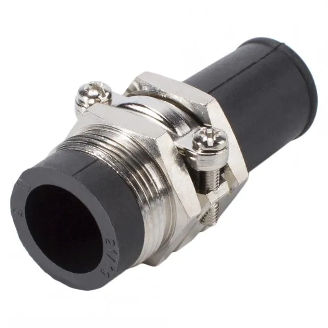 Zugentlastung, vernickeltes Messing mit Gummischutztülle für PG-Gewinde